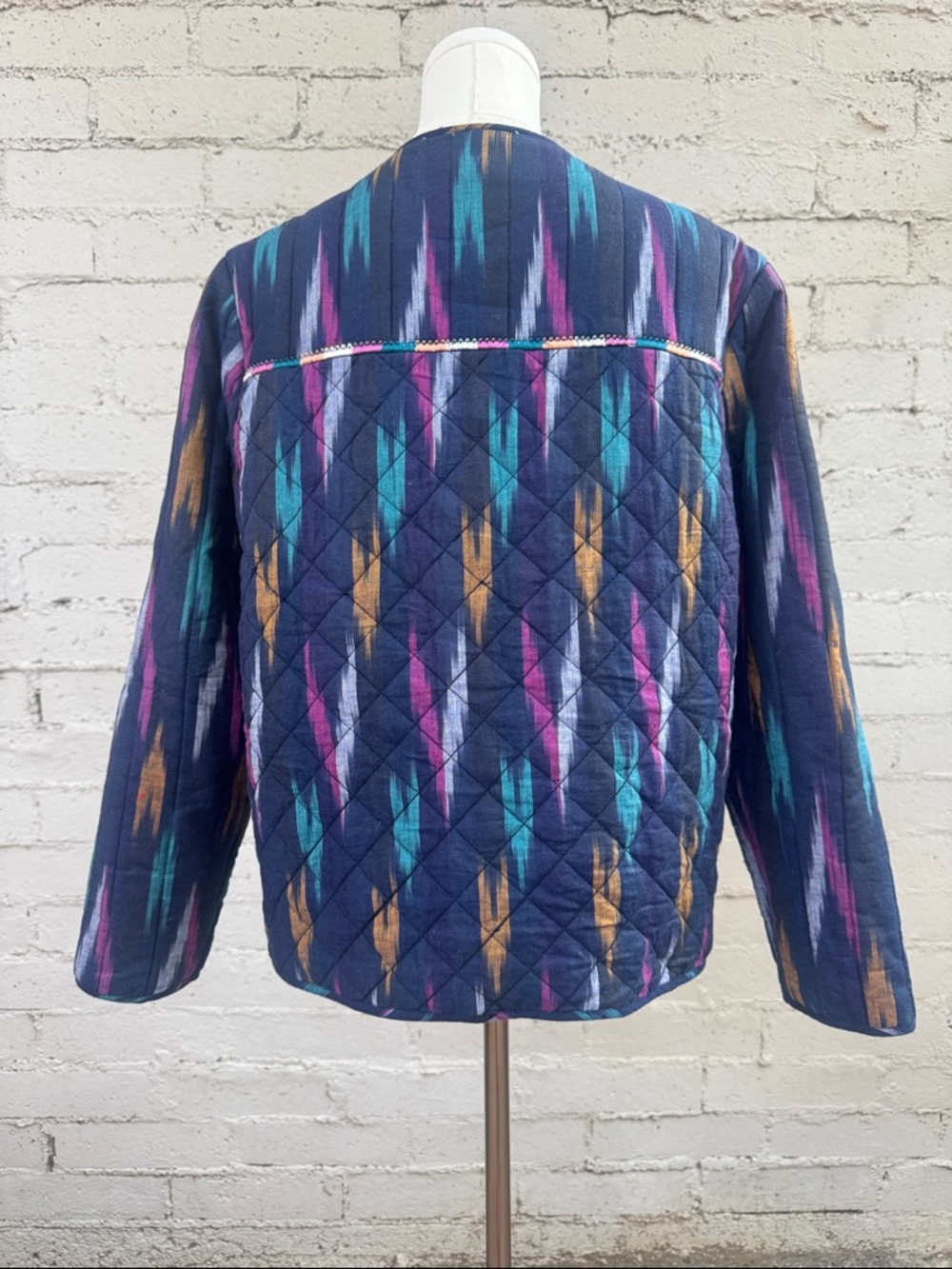 Roller Rabbit Multicolor Cotton Ikat Button Front Quilted Jacket Size S - Picture 4 of 12